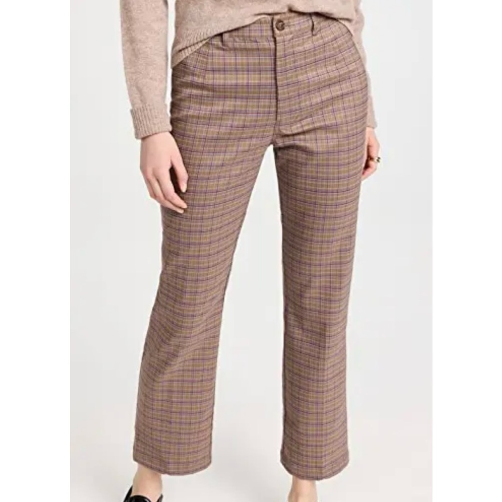 Reformation Franklin Straight Plaid Pants Trousers